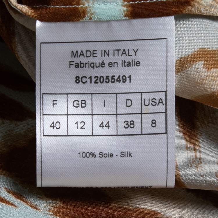 Pre Owned Christian Dior Brown Animal Print Silk Shirt M