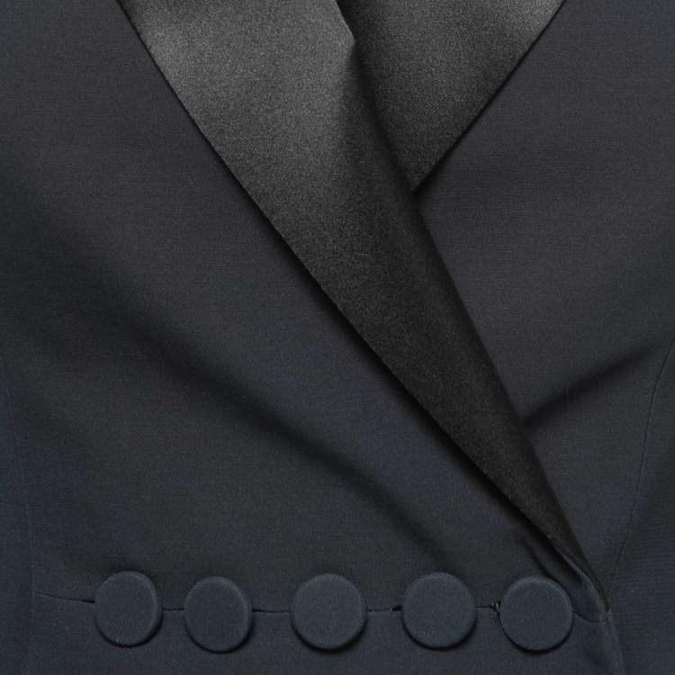 Pre Owned Christian Dior Midnight Blue Crepe & Silk Blazer S
