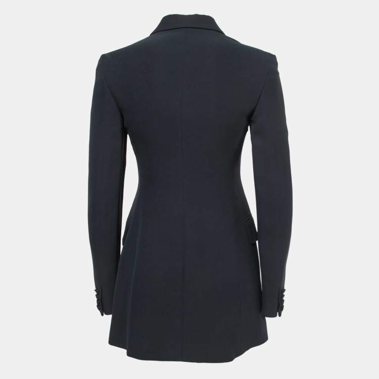 Pre Owned Christian Dior Midnight Blue Crepe & Silk Blazer S