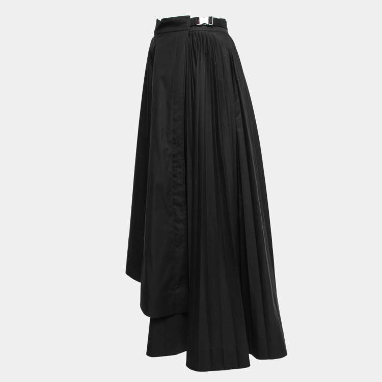 Pre Owned Dior Black Cotton Pleated Asymmetrical Wrap Skirt M