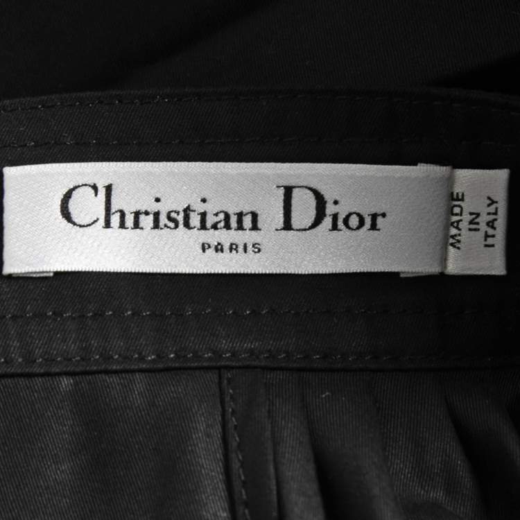 Pre Owned Dior Black Cotton Pleated Asymmetrical Wrap Skirt M