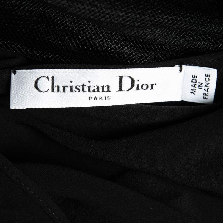 Pre Owned Dior Black Tulle Pleated Midi Skirt S