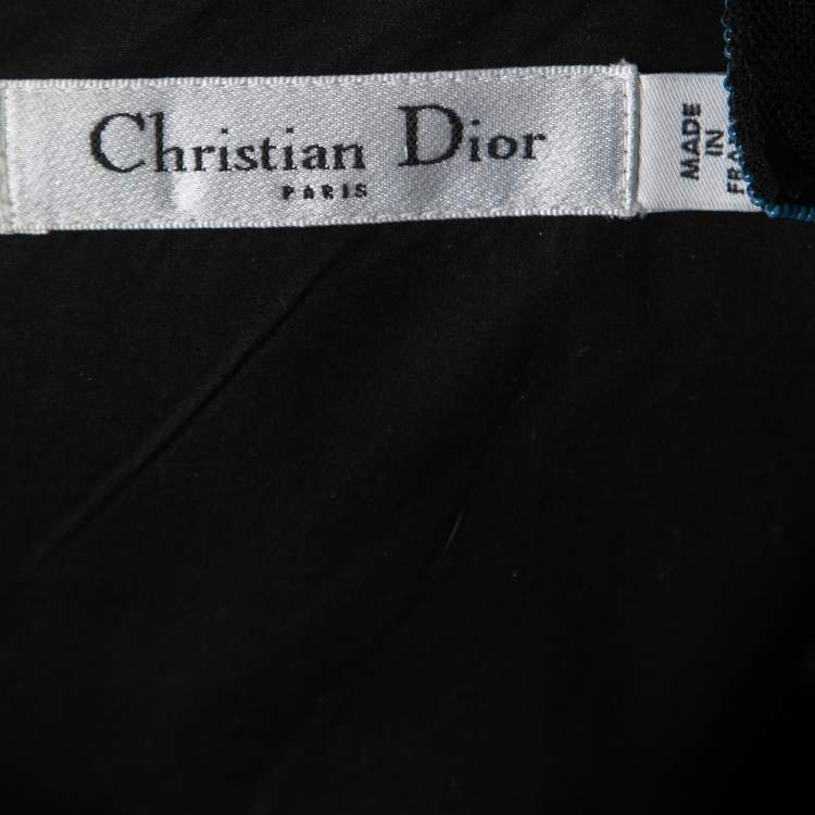 Pre Owned Dior Black and Brown Silk Blend Beaded Strap Pleated A-line Mini Dress S