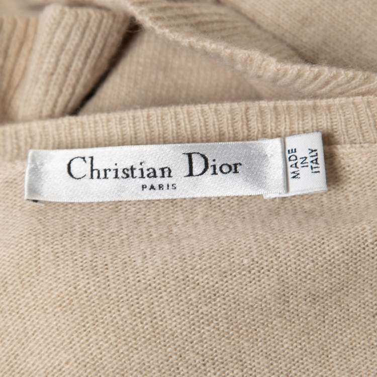Pre Owned Dior Beige Wool Blend Ruffle Sleeve Sweater M