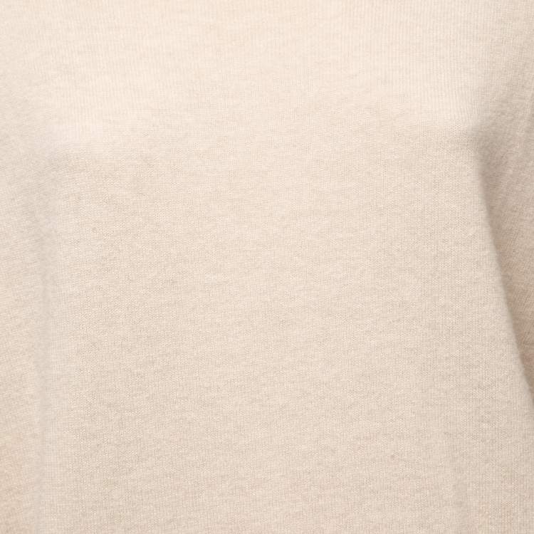 Pre Owned Dior Beige Wool Blend Ruffle Sleeve Sweater M