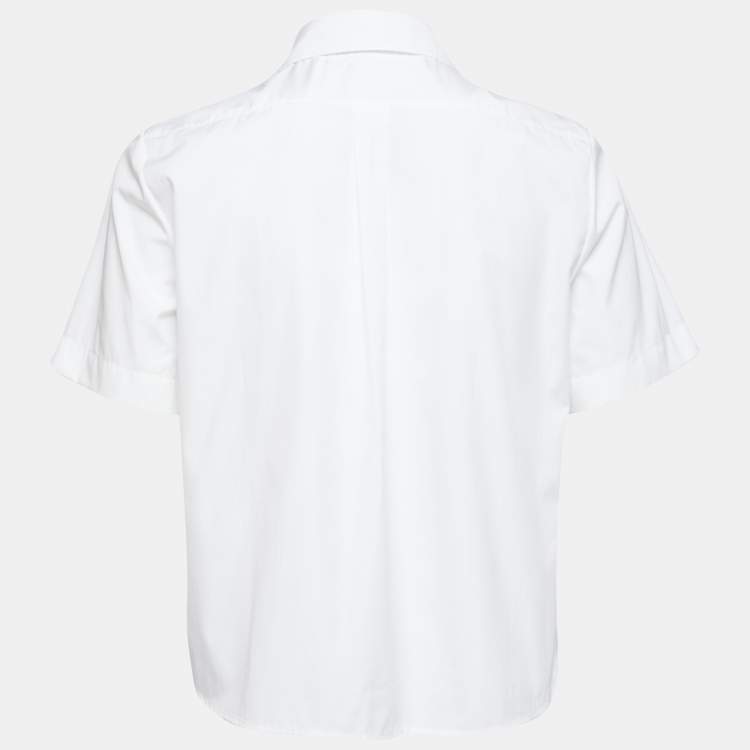 Christian Dior Couture Shirt White Cotton Poplin with Blue Stripes