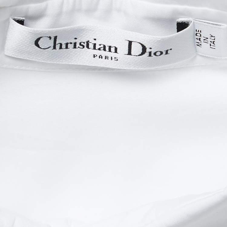 Pre Owned Christian Dior White Cotton Poplin Short Sleeve Shirt S