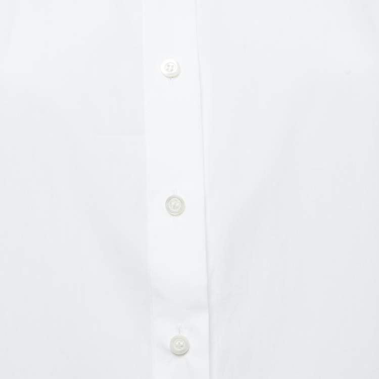 Pre Owned Christian Dior White Cotton Poplin Short Sleeve Shirt S