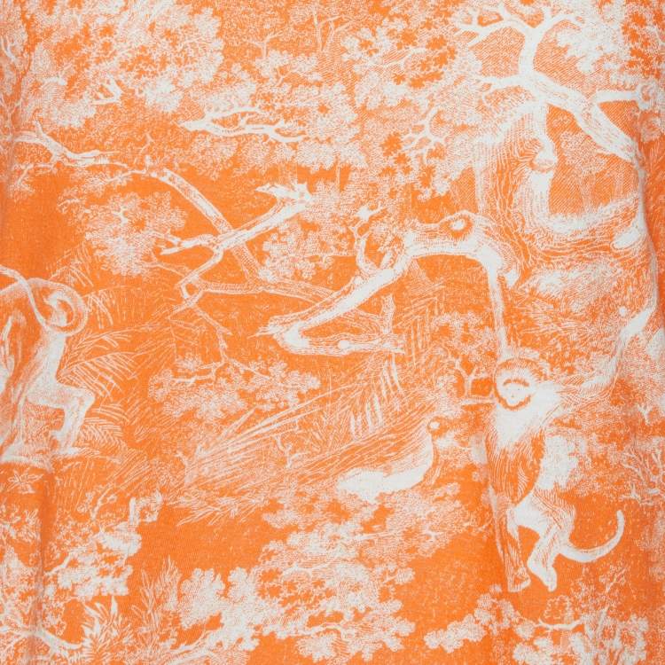 Pre Owned Dior Orange Dioriviera Printed Cotton Crewneck T-Shirt S