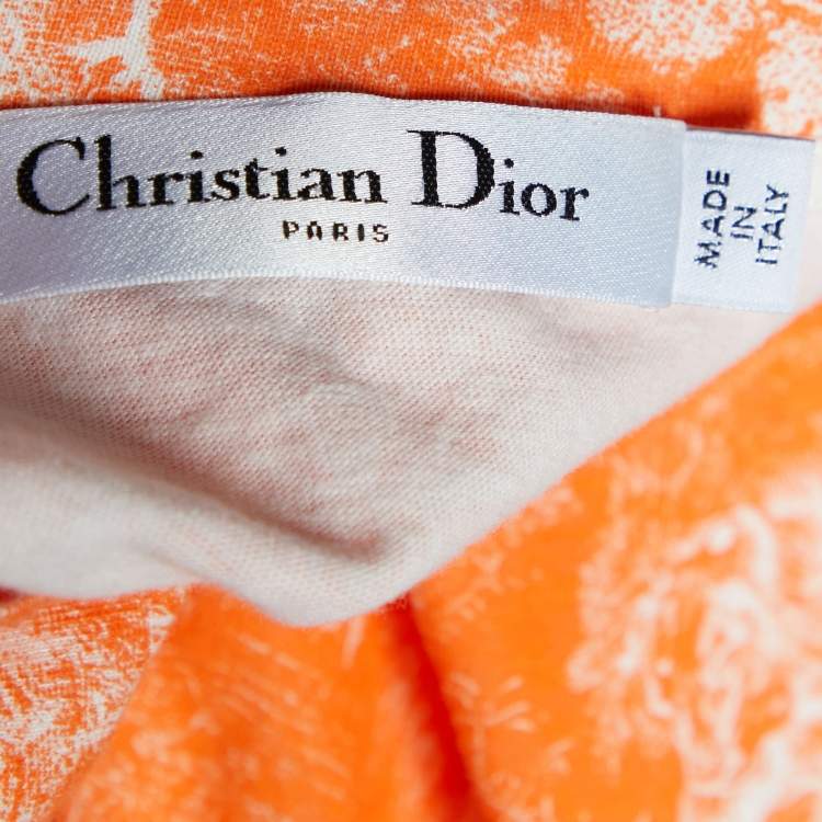 Pre Owned Dior Orange Dioriviera Printed Cotton Crewneck T-Shirt S