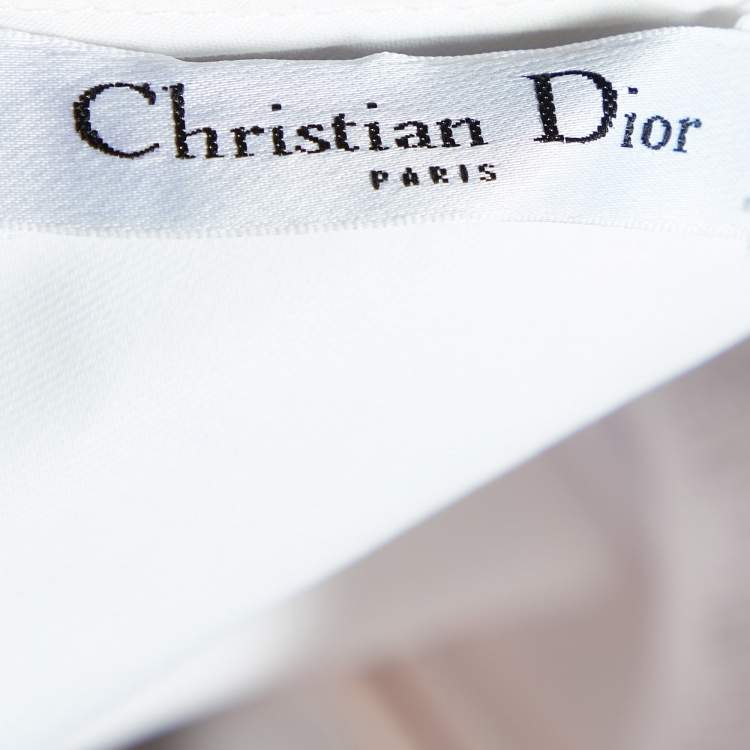 Pre Owned Christian Dior Light Pink Cotton Embellished Sleeveless Mini Dress M