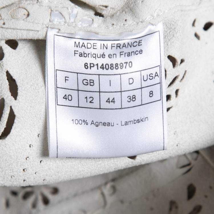 Pre Owned Christian Dior Boutique Vintage White Laser Cut Lambskin Leather Trench Coat M