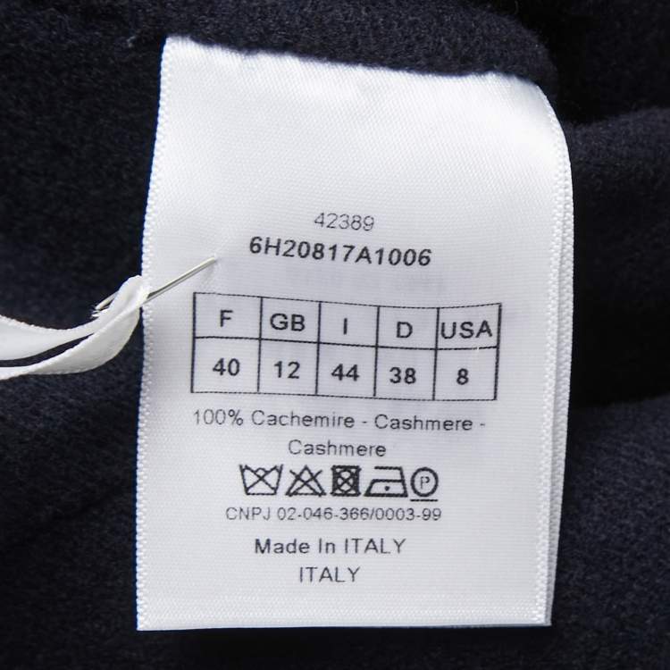 Pre Owned Dior Navy Blue Cashmere Double Breasted Scarf Detail Coat M
