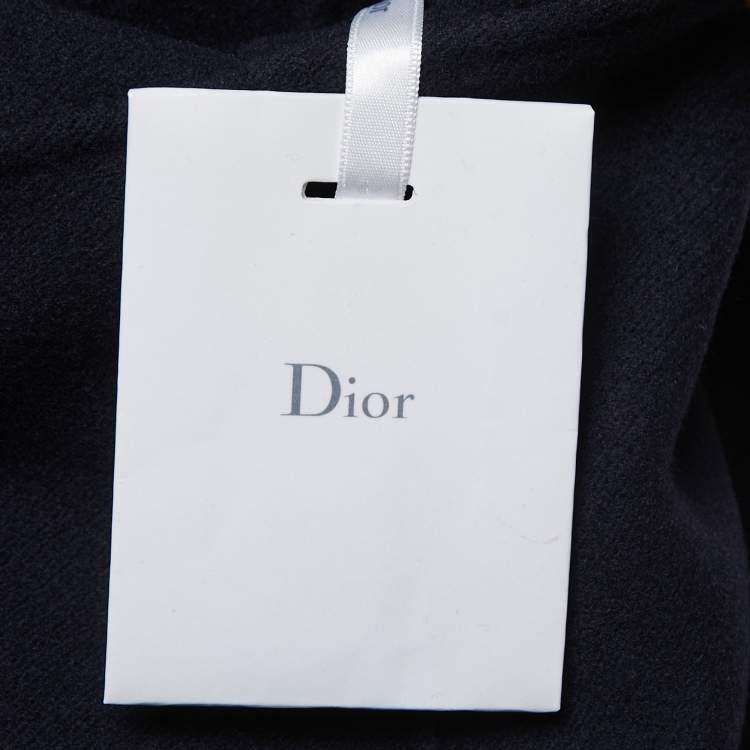 Pre Owned Dior Navy Blue Cashmere Double Breasted Scarf Detail Coat M