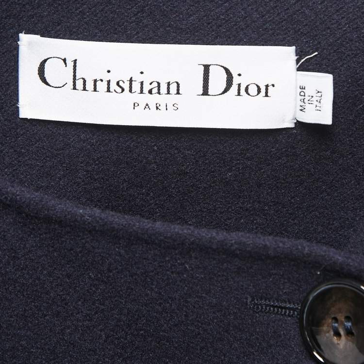 Pre Owned Dior Navy Blue Cashmere Double Breasted Scarf Detail Coat M