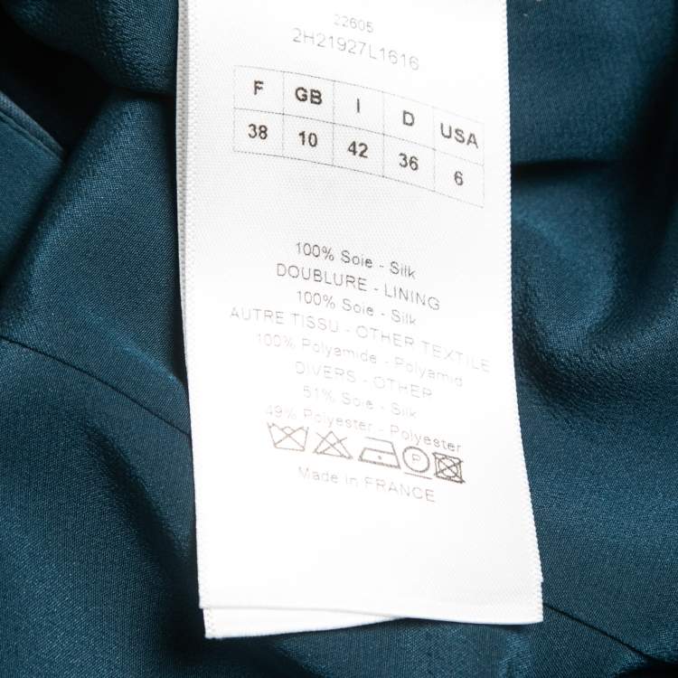Pre Owned Dior Dark Teal Silk Satin Sleeveless Maxi Dress M 