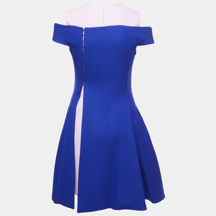 Pre Owned Dior Blue/Purple Wool Sleeveless Layered Short Dress S