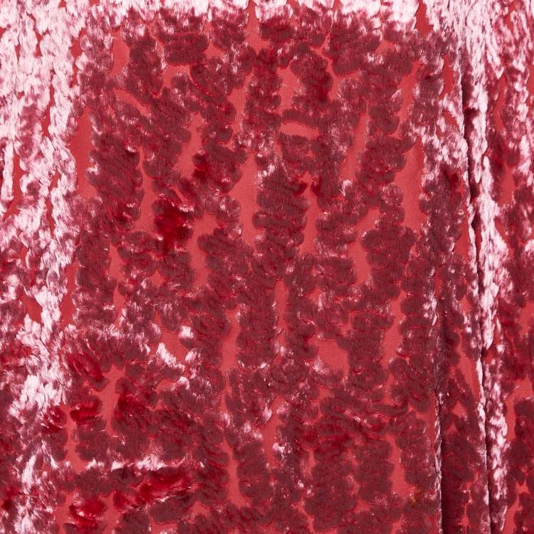 Pre Owned Christian Dior Boutique Pink Flocked Top & Skirt Set M