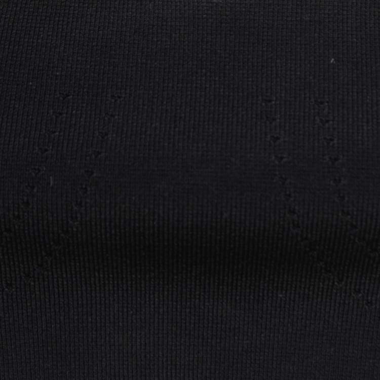 Pre Owned Dior Black Knit Logo Printed Strap Detail Bralette Top M