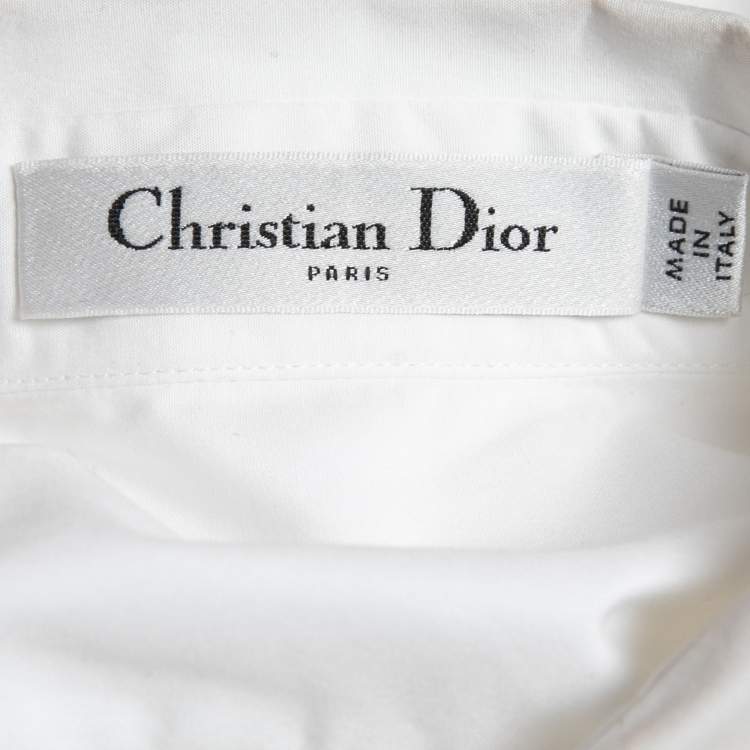 Pre Owned Christian Dior White Cotton Poplin Short Sleeve Shirt M