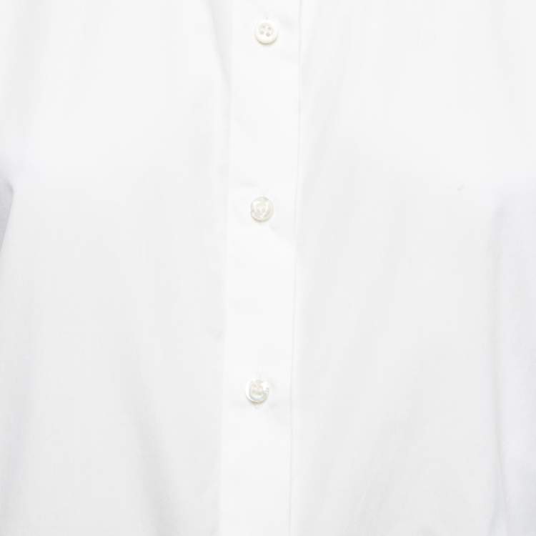 Pre Owned Christian Dior White Cotton Poplin Short Sleeve Shirt M