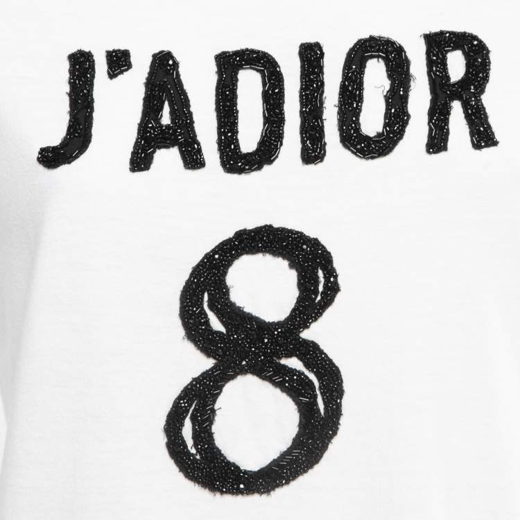 Pre Owned Christian Dior White Logo Embroidered Knit T-Shirt S