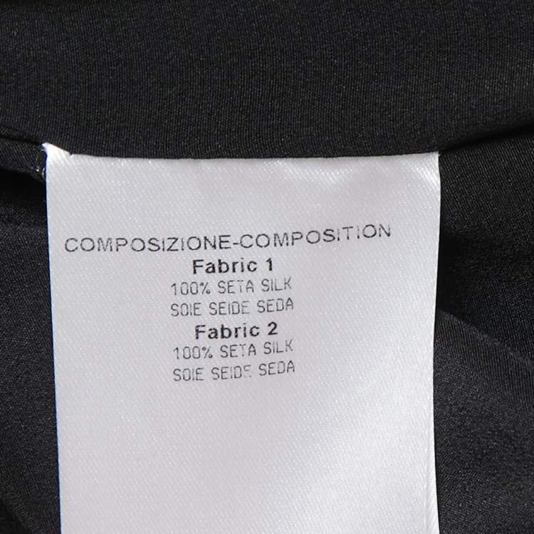 Pre Owned Gucci Black Dotted Silk Chiffon Ruffled Short Dress L