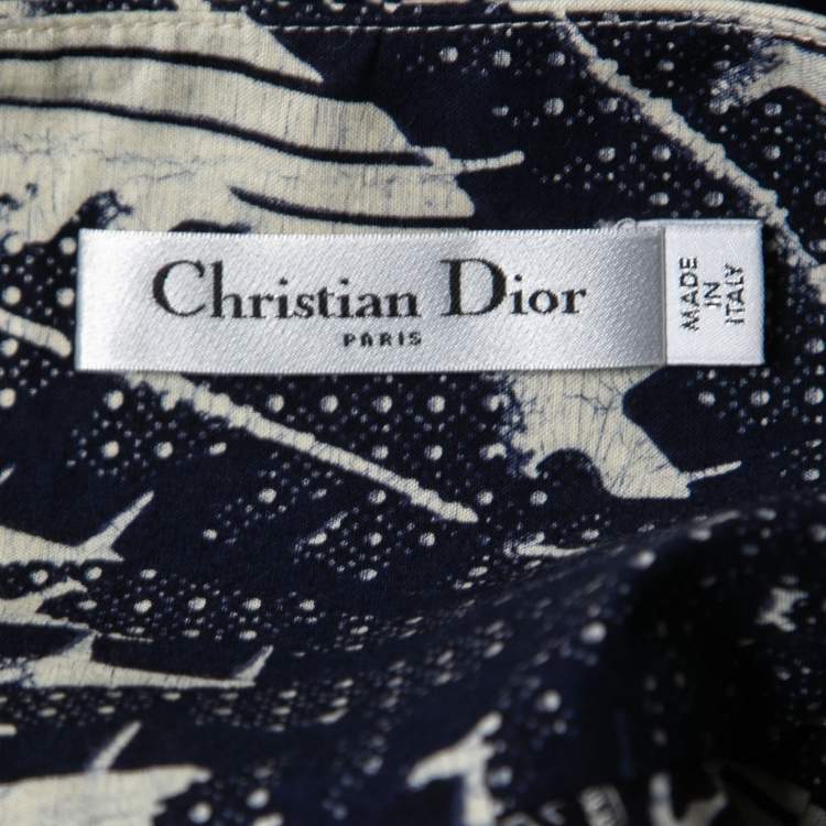 مملوكة مسبقًا Christian Dior Navy Blue Toile De Jouy Printed Cotton Maxi Skirt S