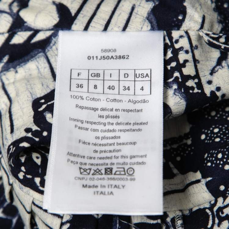 مملوكة مسبقًا Christian Dior Navy Blue Toile De Jouy Printed Cotton Maxi Skirt S