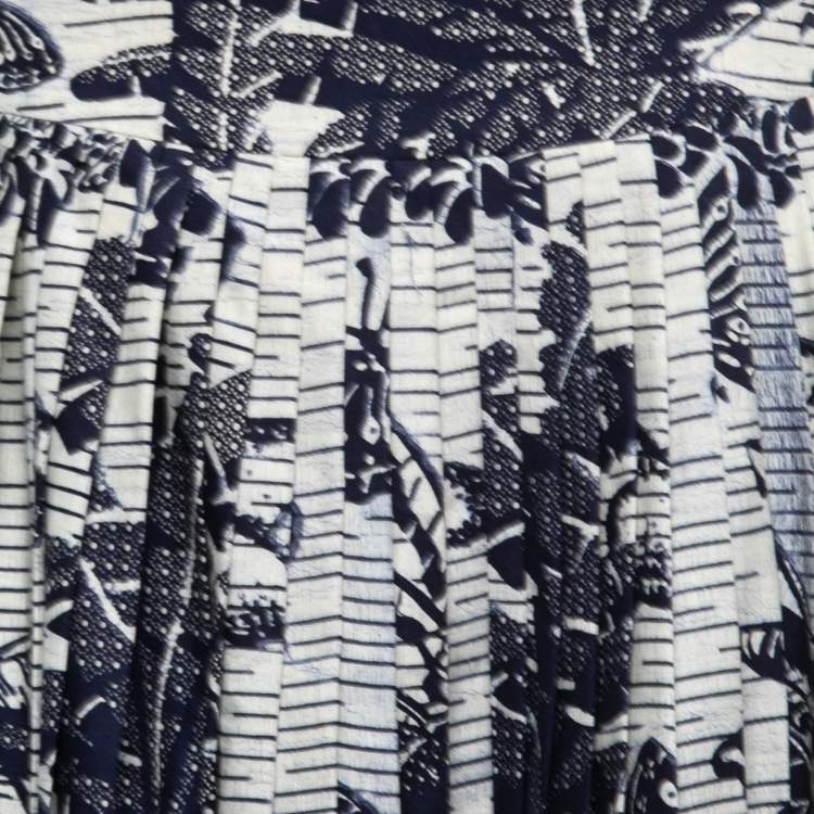 مملوكة مسبقًا Christian Dior Navy Blue Toile De Jouy Printed Cotton Maxi Skirt S