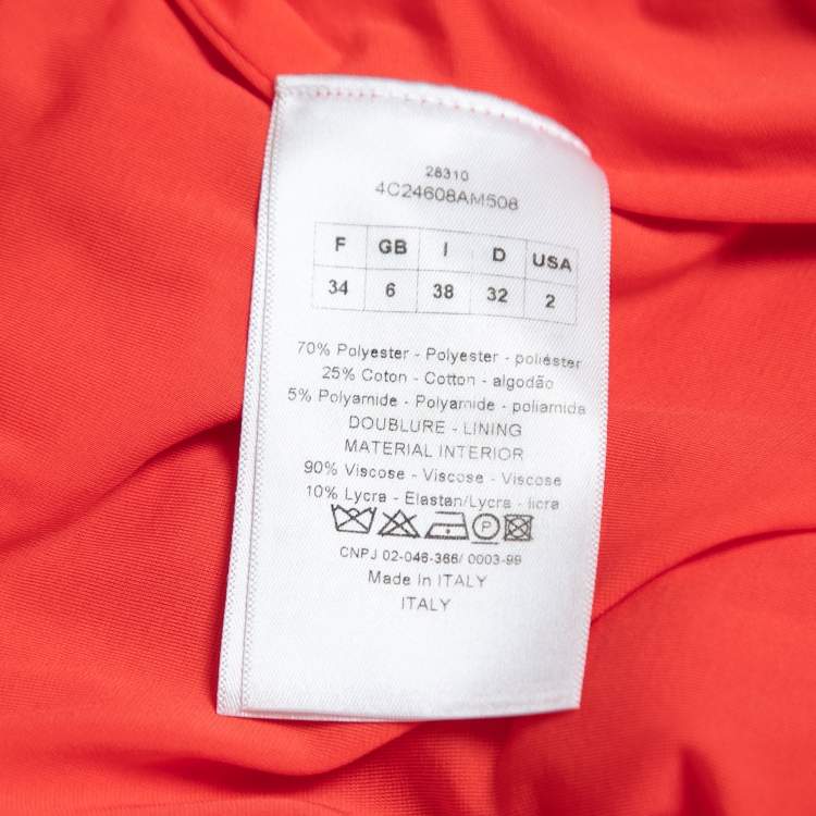 Pre Owned Dior Neon Pink Patterned Knit Strappy Short Dress S