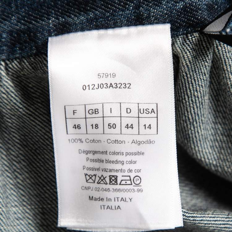 Pre Owned Christian Dior Blue Denim Maxi Skirt XL