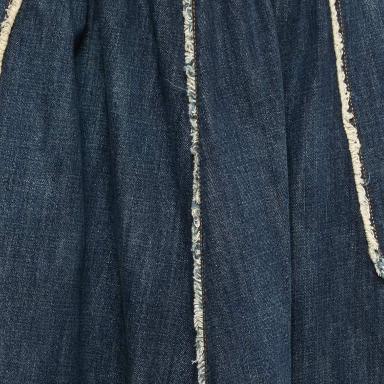 Pre Owned Christian Dior Blue Denim Maxi Skirt XL