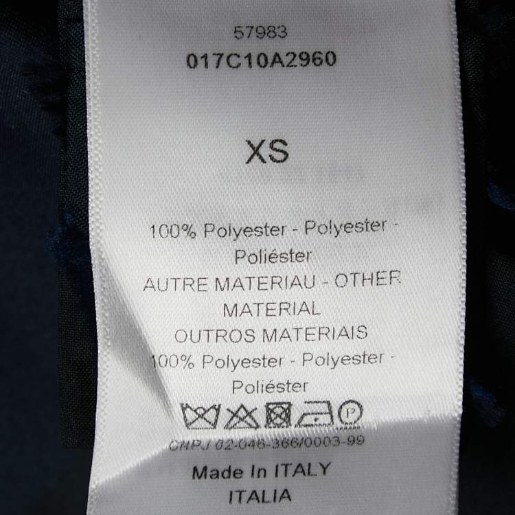 Pre Owned Dior Navy Blue/Black Synthetic Logo Patterned Hooded Jacket XS