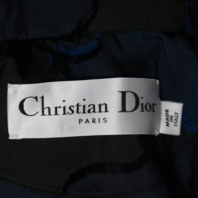 Pre Owned Dior Navy Blue/Black Synthetic Logo Patterned Hooded Jacket XS
