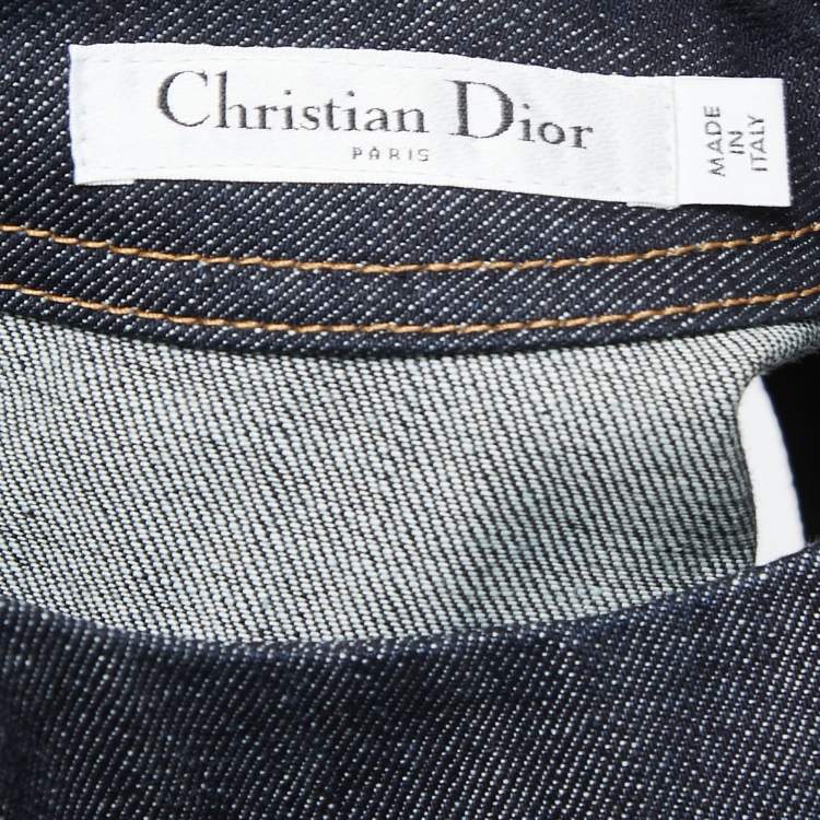 Pre Owned Christian Dior Blue Denim Embellished Sleeveless Short Dress M