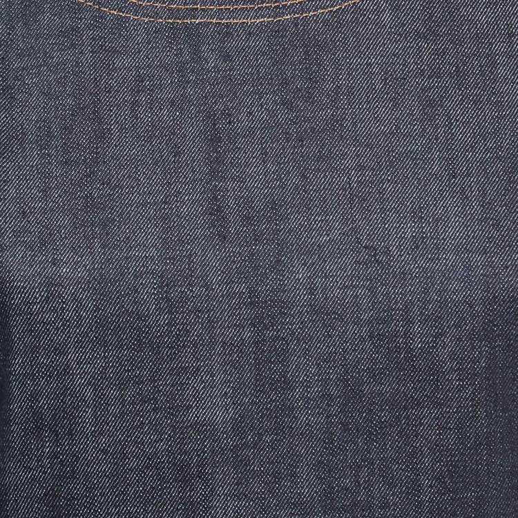 Pre Owned Christian Dior Blue Denim Embellished Sleeveless Short Dress M