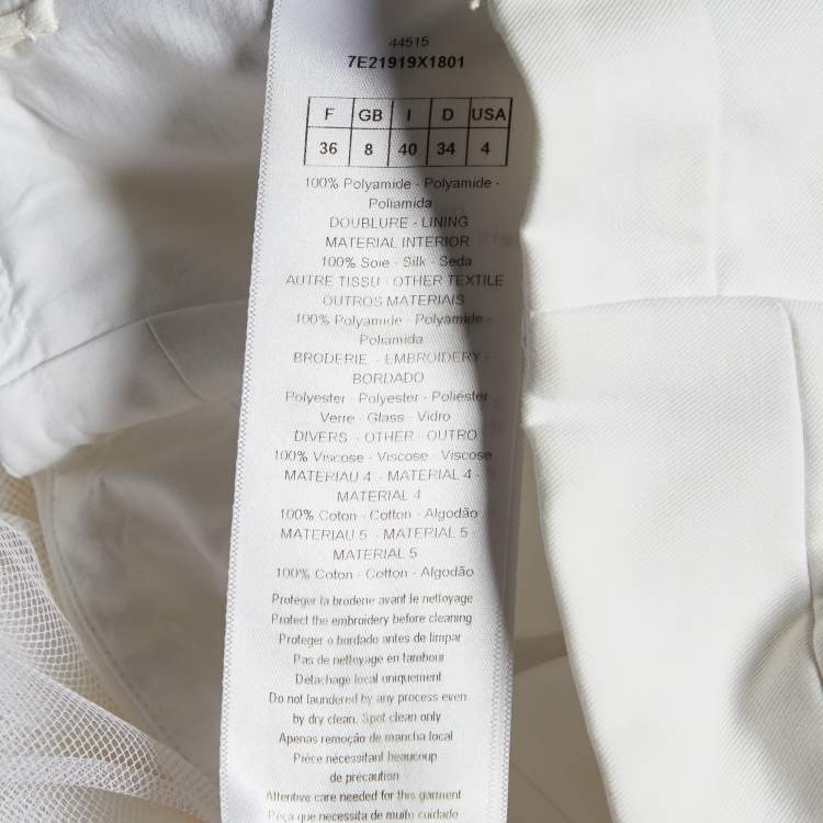Pre Owned Christian Dior White Silk Bustier Heart Embroidered Bustier Tulle Gown S