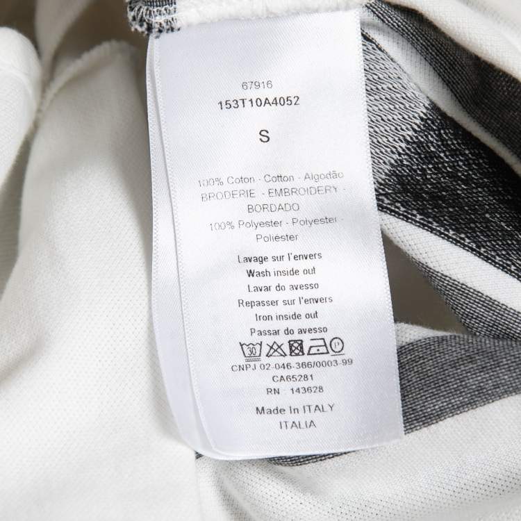 Pre Owned Dior White Logo Print Cotton Half Sleeve Polo T-Shirt S
