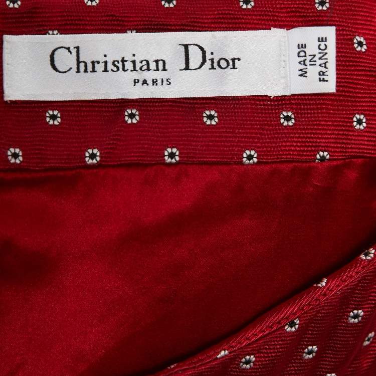 Pre Owned Dior Red Wool Cap Sleeved Midi Shift Dress S
