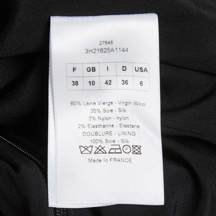 Pre Owned Dior Black Patterned Wool Blend Sleeveless High Low Flared Short Dress M