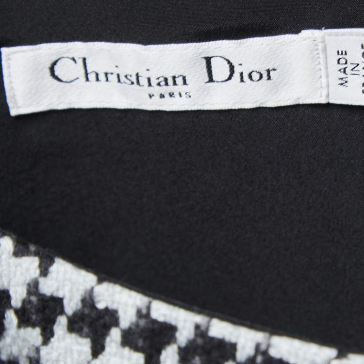 Pre Owned Dior Black Patterned Wool Blend Sleeveless High Low Flared Short Dress M