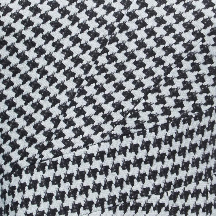 Pre Owned Dior Black Patterned Wool Blend Sleeveless High Low Flared Short Dress M