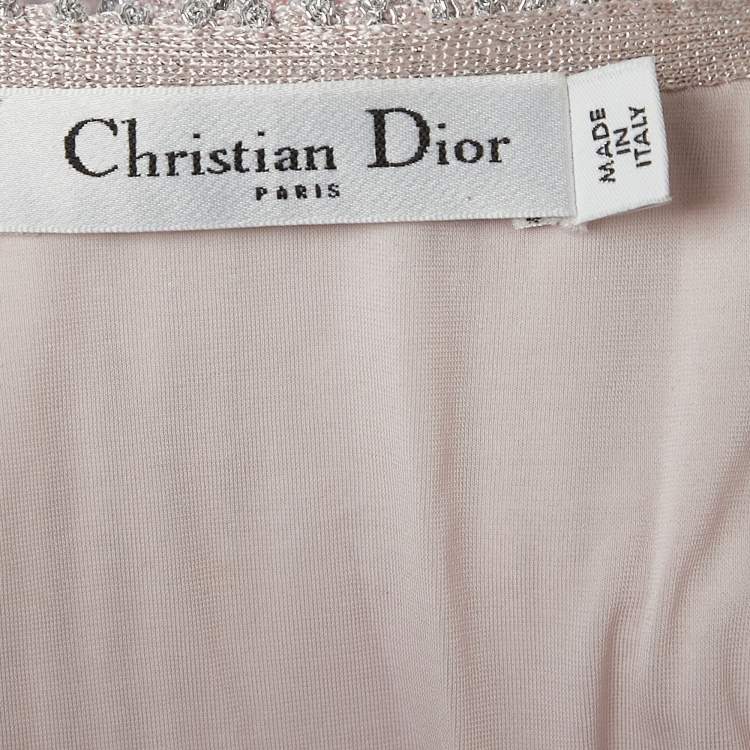 Pre Owned Dior Metallic Light Pink Lurex Knit Sleeveless A-Line Dress M