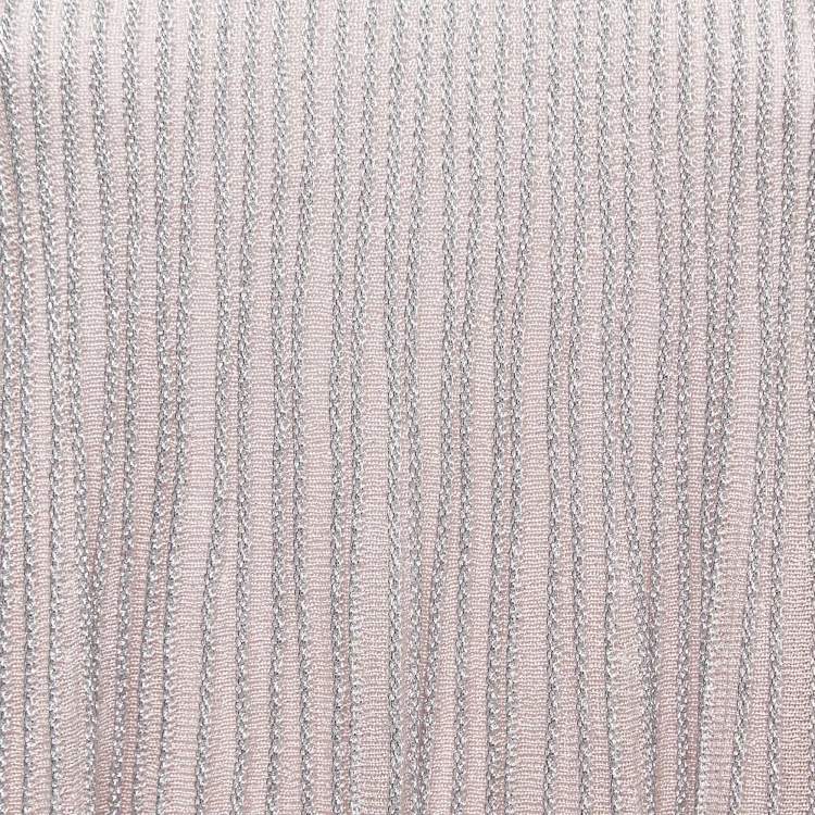 Pre Owned Dior Metallic Light Pink Lurex Knit Sleeveless A-Line Dress M