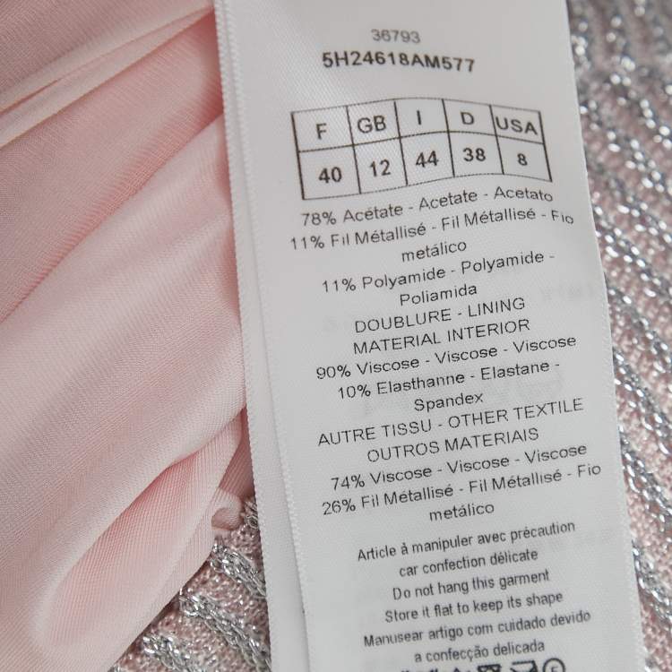 Pre Owned Dior Metallic Light Pink Lurex Knit Sleeveless A-Line Dress M