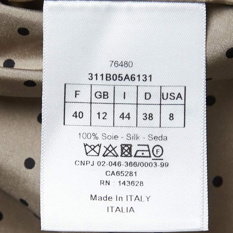 Pre Owned Dior Beige Polka Dotted Silk Frilled Ascot Shirt Blouse M