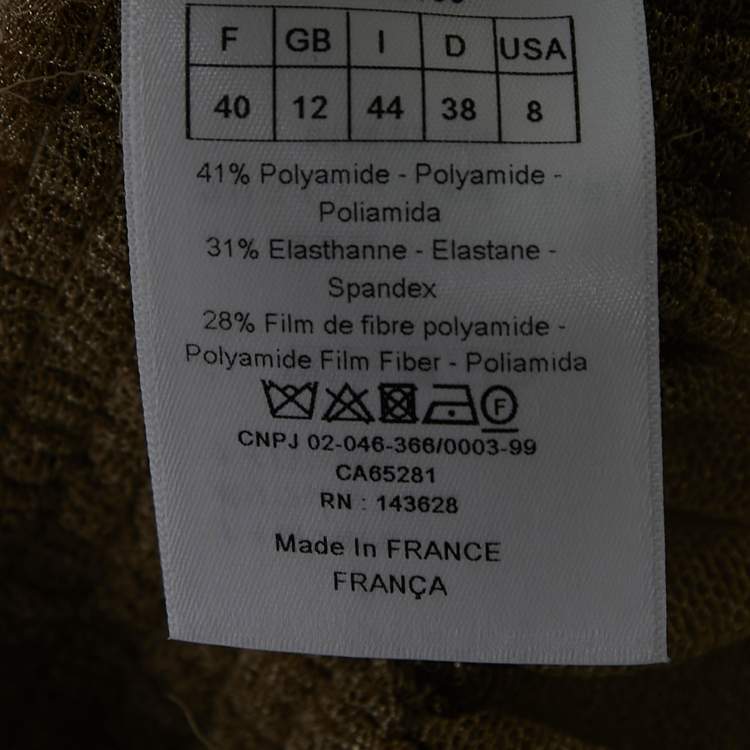 Pre Owned Dior Beige Mesh Elasticized Waist Midi Skirt M