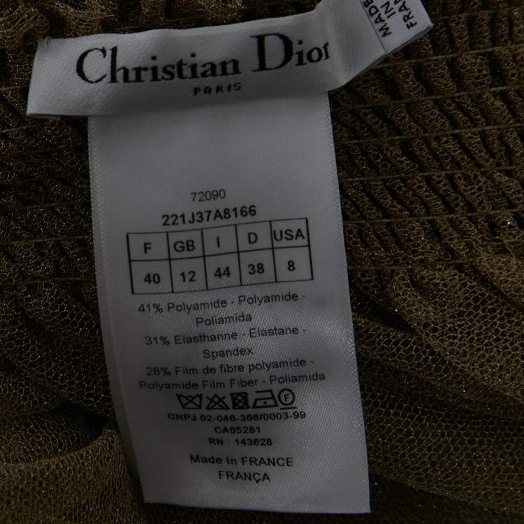 Pre Owned Dior Beige Mesh Elasticized Waist Midi Skirt M
