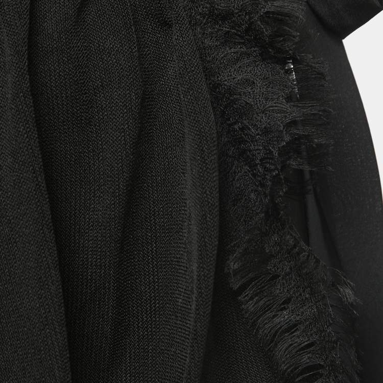 Pre Owned Dior Black Embroidered Silk Knit Maxi Skirt L